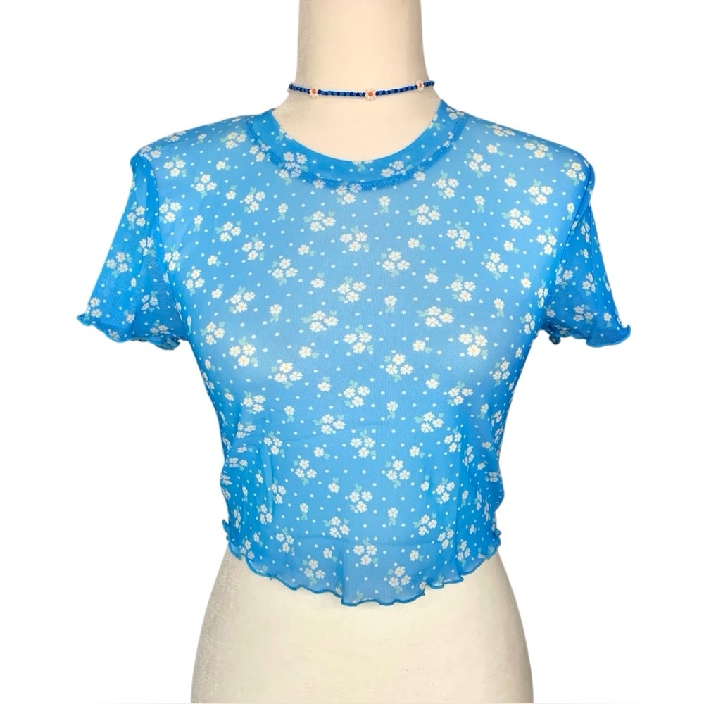 BCBGeneration Floral Mesh Crop Top S